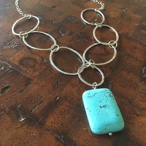 Unique turquoise necklace, sterling silver