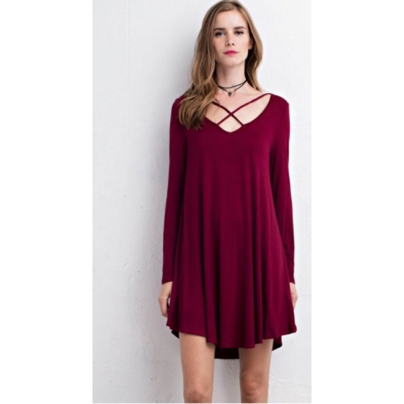 Last One❣️Crisscross Straps Tunic Trapeze Dress - Picture 2 of 3