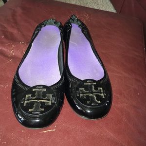 Tory Burch patent black flats