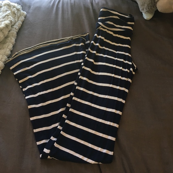 Flare pants. Navy white striped