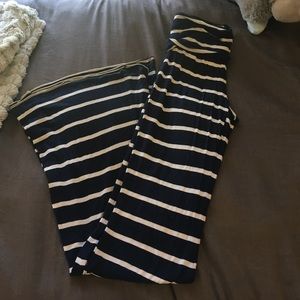 Flare pants. Navy white striped