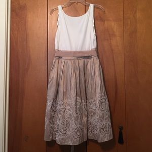 Women's 12 White and Beige sequined dress
