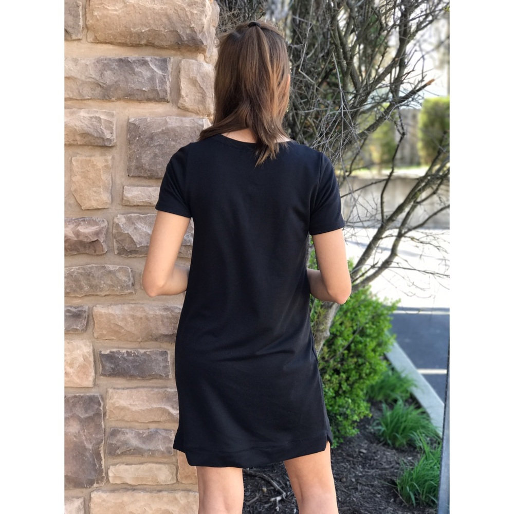 LAST ONE! 🌸 Black Lace Up Shift Dress - Picture 3 of 3