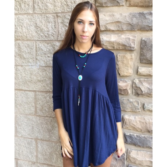 Navy Baby Doll Top - Picture 2 of 4