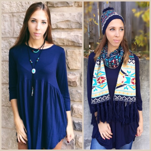 Navy Baby Doll Top - Picture 4 of 4