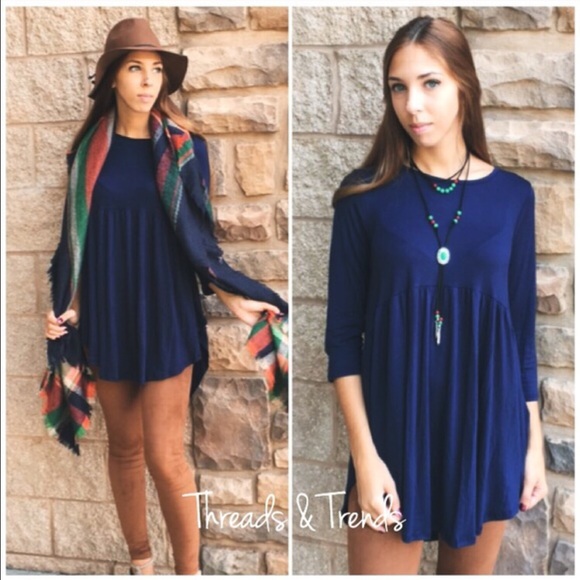 Navy Baby Doll Top - Picture 2 of 3