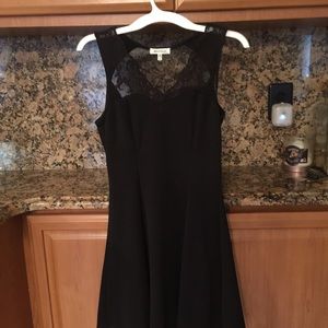 MONTEAU black lace Illusion Mini Skater Dress