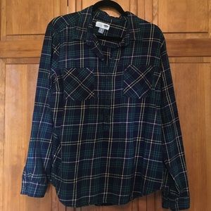 Old Navy Plaid Half Button-Up