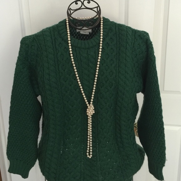 Pure Wool  Green Irish Knit Sweater St. Pats
