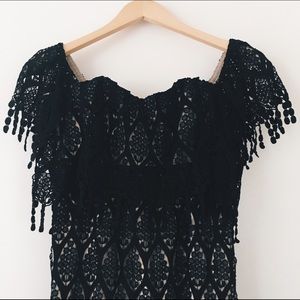 Black lace off the shoulder dress
