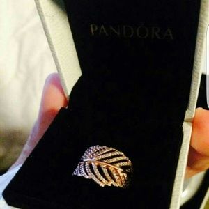 Light feather ring pandora rose gold collection