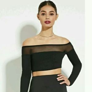 RISE (Forever 21) Black Mesh Crop Top Size M