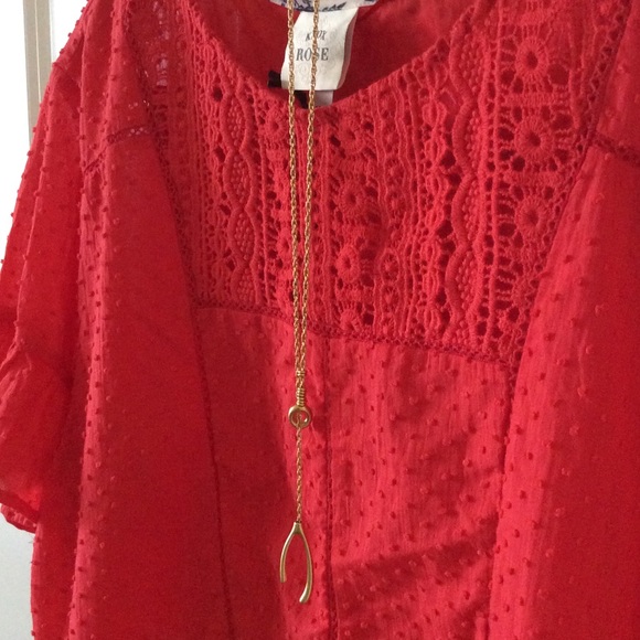 Knox Rose Tops - 🎀 Pretty red Swiss dot shirt with detailing