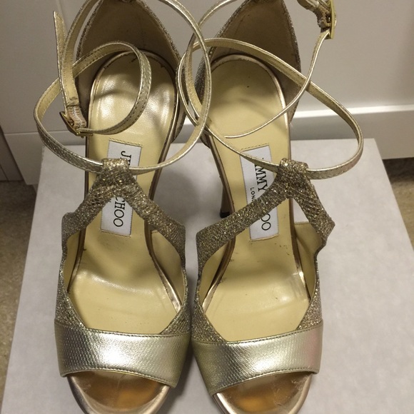 Jimmy Choo Valdia Gold Heels - Picture 3 of 4
