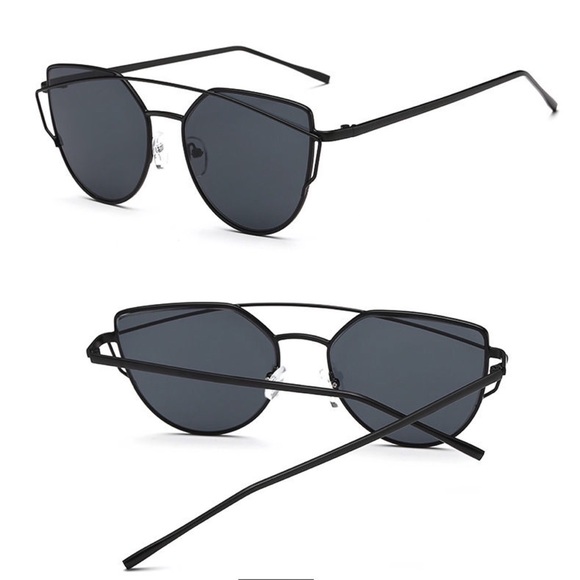 Black Metal Frame Oversized Cat Eye Sunnies - Picture 3 of 5