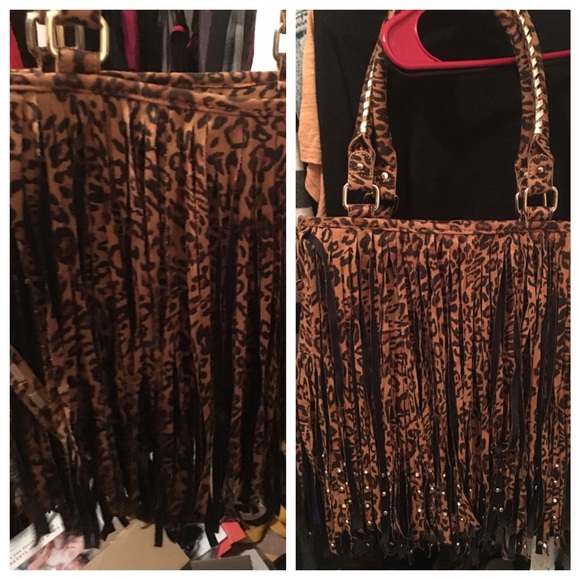 Steve Madden Fringe leopard bag
