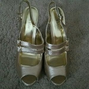 Colin Stuart rose gold, sling back heels