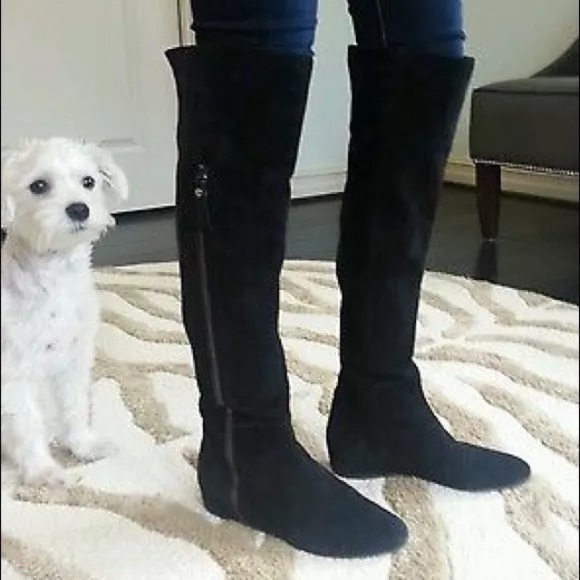 Stuart Weizman Elf Over-Knee Black Suede boots