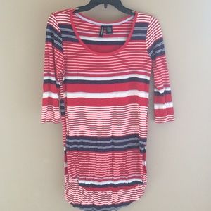 Red white and blue high low top