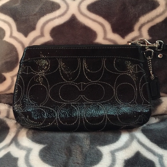 Authentic Black Patent Coach Wristlet - Picture 2 of 4