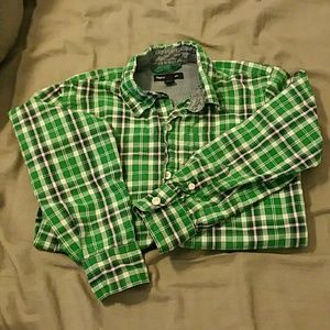 Boys Gap plaid green shirt