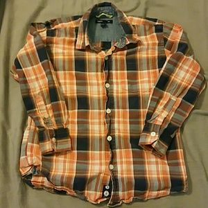 Boys Gap orange plaid dress shirt
