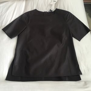 Vince leather top in mulberry. Size Small.