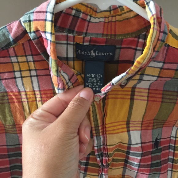Boys size 10/12 Polo plaid button down