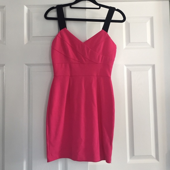Pink dress with black straps