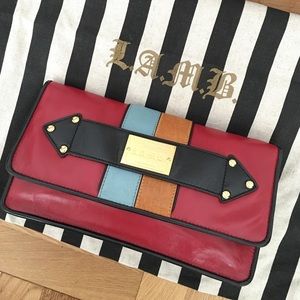 LAMB leather clutch with gold detail