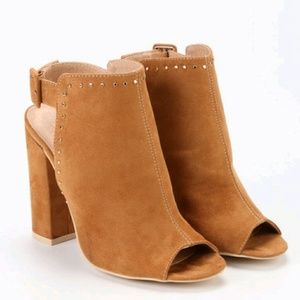 Faux suede studded boots