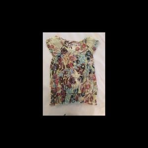 American rag large capped floral polyester blouse
