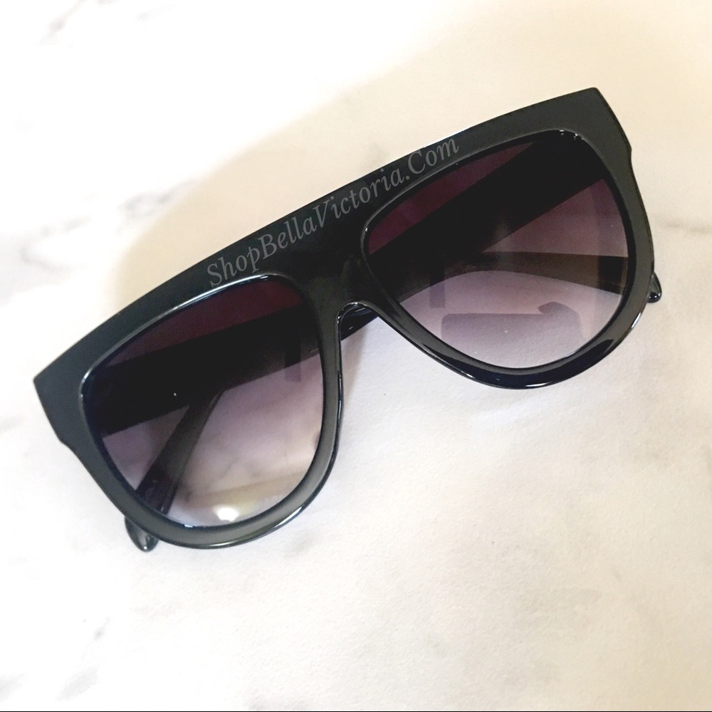 Lea Flat Top Black Oversized Sunglasses - Picture 8 of 8
