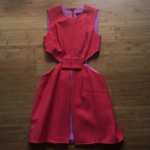 BCBG red and purple cut out dress.