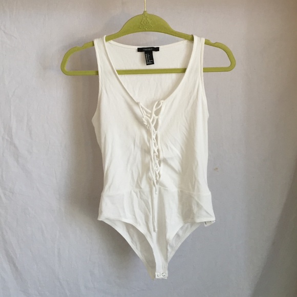 White lace up bodysuit