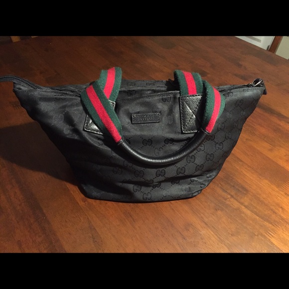 SOLD...Gucci Black GG Print Handbag
