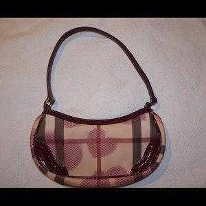 Burberry mini burgundy heart print purse