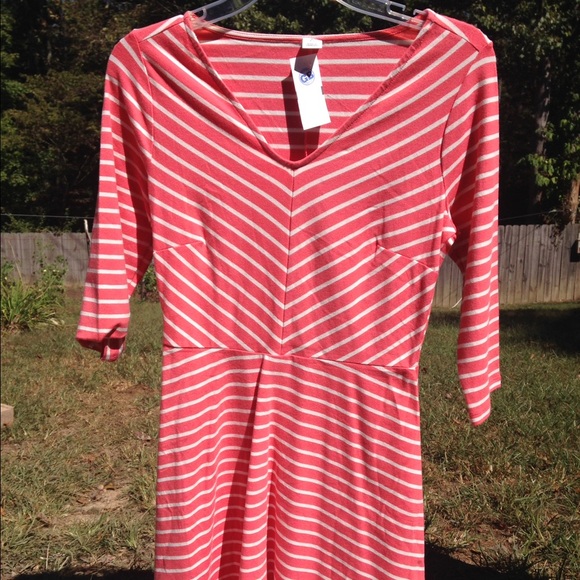 Old Navy Coral Striped Dress NWT