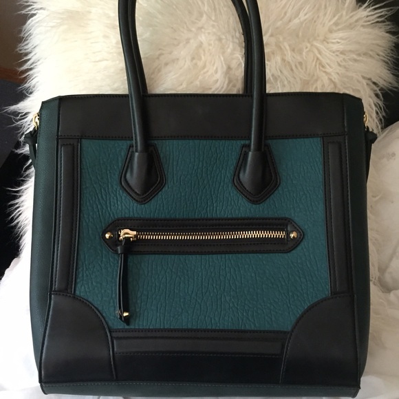 Teal/Black Top Handle bag