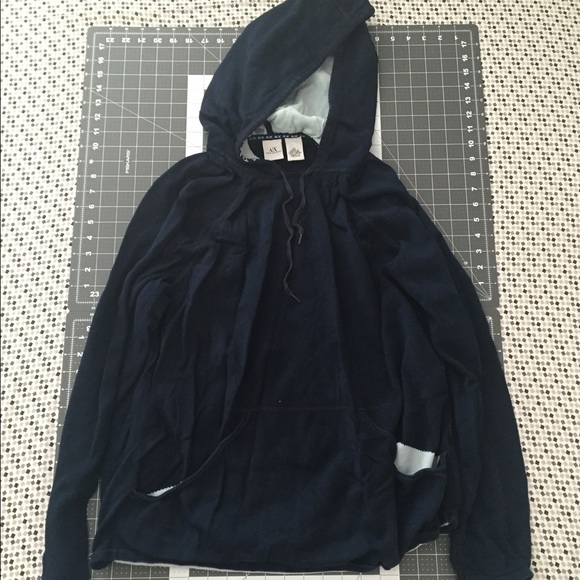 Armani Exchange Men's Navy Hoodie with Pockets