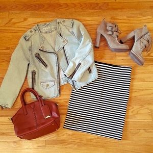 Madewell Striped Stretch Pencil Skirt