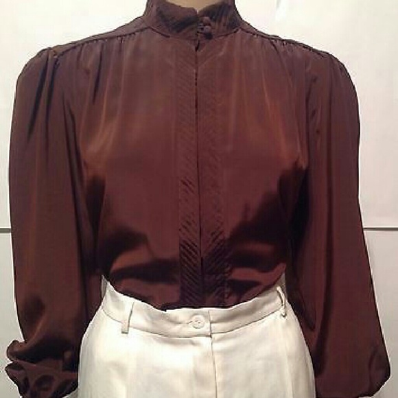 High neck blouse 80s style
