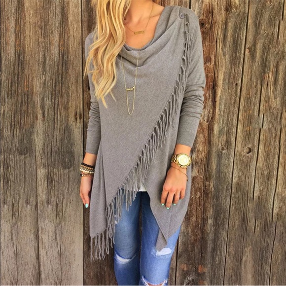 Long tassel cardigan shirt - Picture 2 of 2