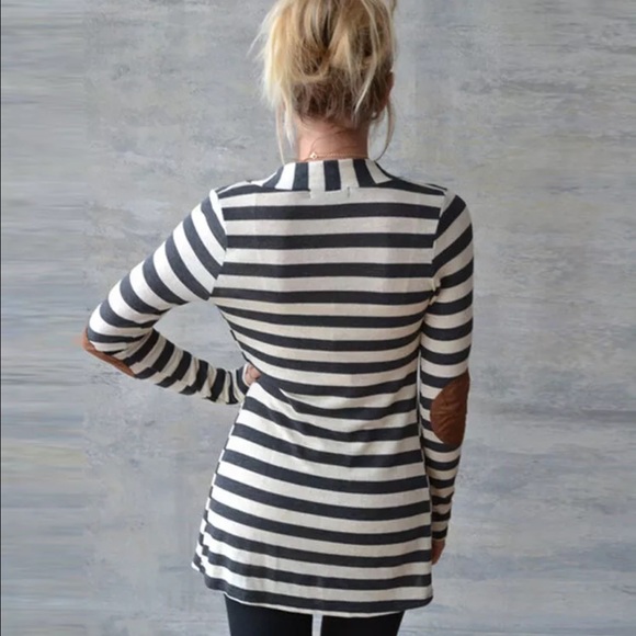 Striped elbow patch cardigan - Picture 2 of 3