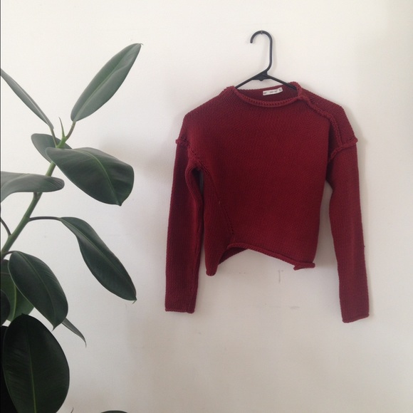 Zara cropped asymmetrical chunky knit sweater