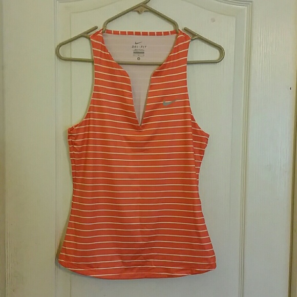 Sold!!! Orange stripe Nike dri-fit top Medium