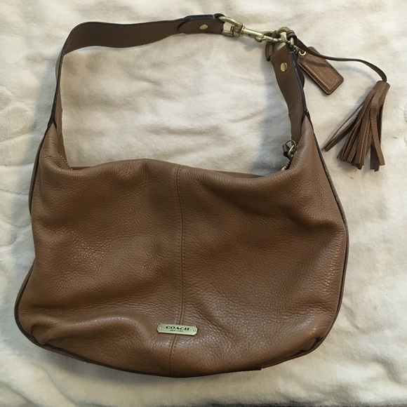 Brown leather coach hobo bag