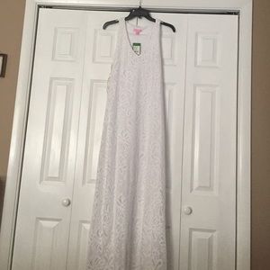 White knit lace dress