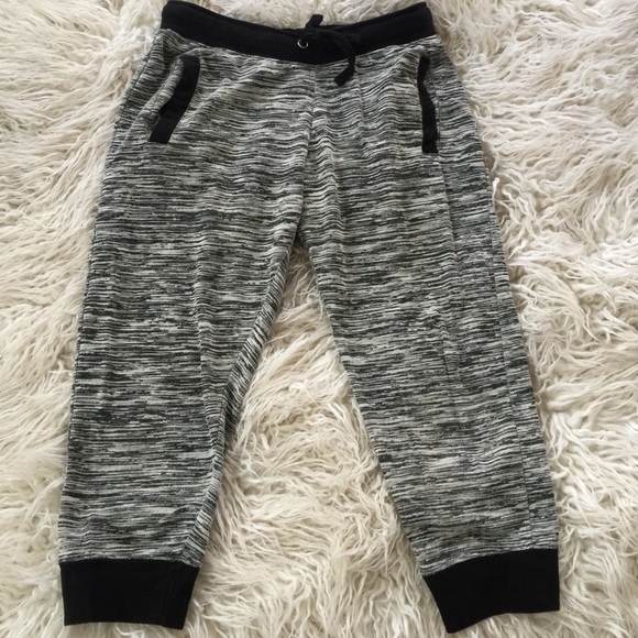 Black & White Marled Cropped Sweat Pants Joggers