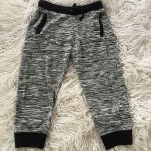 Black & White Marled Cropped Sweat Pants Joggers